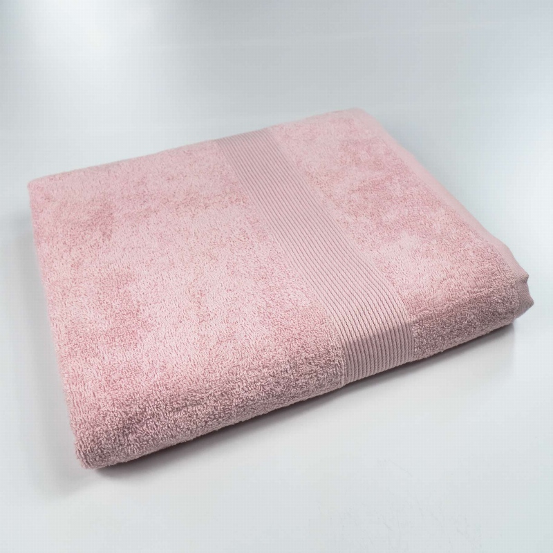 Рушник банний махровий з бордюром GM Textile 70х140см 400г/м2 (Рожевий)